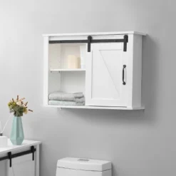 LuxenHome Farmhouse White MDF Bathroom Wall Cabinet 14 LuxenHome Farmhouse White MDF Bathroom Wall Cabinet -LuxenHome GUEST 44344e76 842b 4aa8 a175 fc604c8f56e0