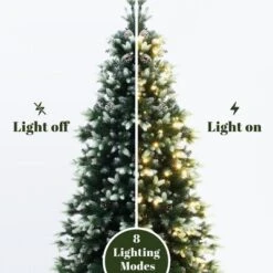 LuxenHome 6Ft Pre-Lit Green Branches With Green And White Tips Artificial Christmas Tree With Stand -LuxenHome GUEST 44493a34 17fa 4fbe 9b74 f4b010505a44