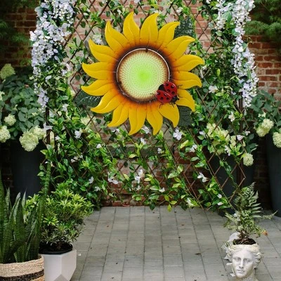 LuxenHome Sunflower Metal And Glass Outdoor Wall Decor 6 LuxenHome Sunflower Metal And Glass Outdoor Wall Decor - Image 6