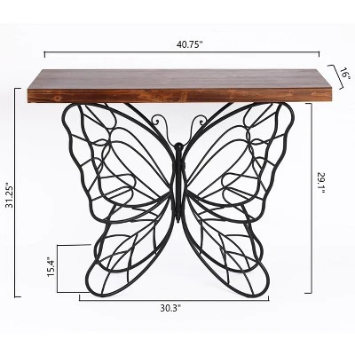 LuxenHome Wood Top Metal Butterfly Accent Console And Entry Table 5 LuxenHome Wood Top Metal Butterfly Accent Console And Entry Table - Image 5
