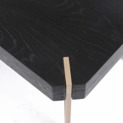 LuxenHome 46" W Black Wood Veneer And Gold Metal Coffee Table. -LuxenHome GUEST 46eceb0b c7c7 4199 b049 807c89c722c0