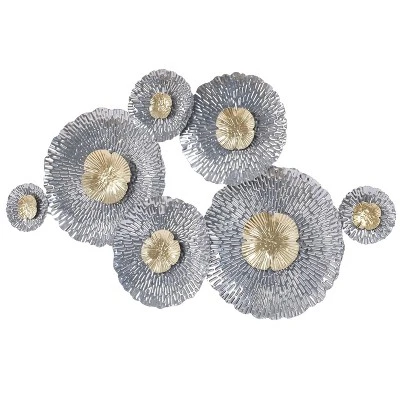 LuxenHome Silver And Gold Flowers Metal Wall Decor 6 LuxenHome Silver And Gold Flowers Metal Wall Decor - Image 6