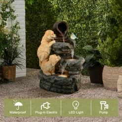 LuxenHome 26” Puppy And Rock Resin Outdoor Water Fountain With LED Lights, Outdoor And Indoor Waterfalls For Patio, Garden Decor Multicolored 12 LuxenHome 26” Puppy And Rock Resin Outdoor Water Fountain With LED Lights, Outdoor And Indoor Waterfalls For Patio, Garden Decor Multicolored -LuxenHome GUEST 475f6a68 de73 444f 95b0 2ea08c98e70f