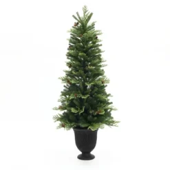 LuxenHome 4.5Ft Pre-Lit Artificial Pine Christmas Tree With Pinecones And Black Urn Planter Pot Green -LuxenHome GUEST 477e30d7 1817 43de 88b5 8e8975c2ca6b