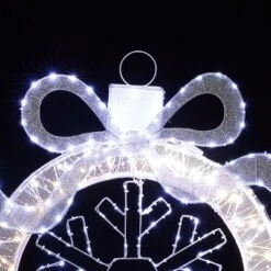 LuxenHome 3Ft Lighted Ornament & Snowflake Wreath, Silver & White Outdoor Christmas Decoration -LuxenHome GUEST 4796a129 d781 4b01 b59f e6d4533f81bf