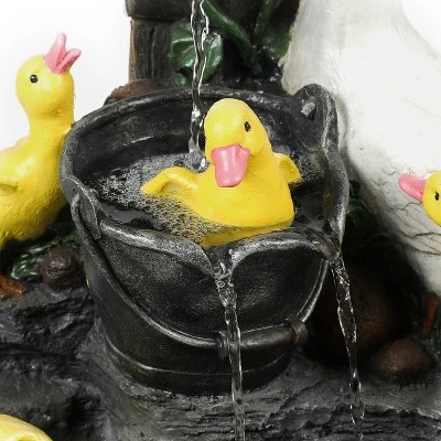 LuxenHome Resin Duck Family Bath Outdoor Fountain Garden Fountain 3 LuxenHome Resin Duck Family Bath Outdoor Fountain Garden Fountain - Image 3
