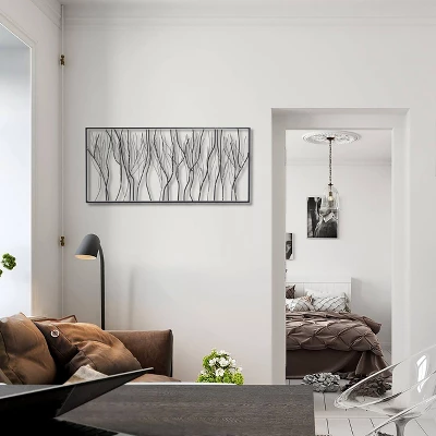 LuxenHome Black Abstract Trees Rectangular Metal Wall Decor 3 LuxenHome Black Abstract Trees Rectangular Metal Wall Decor - Image 3