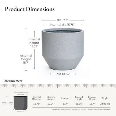 LuxenHome Minimalist Gray Outdoor Planter – Tapered Round MgO Pot With Plug 2 LuxenHome Minimalist Gray Outdoor Planter – Tapered Round MgO Pot With Plug - Image 2