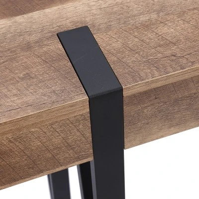 LuxenHome Oak Finish MDF Wood Black Metal Console & Entry Table 5 LuxenHome Oak Finish MDF Wood Black Metal Console & Entry Table - Image 5