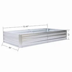 LuxenHome 6Ft X 3Ft Rectangular Galvanized Steel Raised Garden Bed Planter -LuxenHome GUEST 489a2390 d660 453b 8b66 8a18a9295686