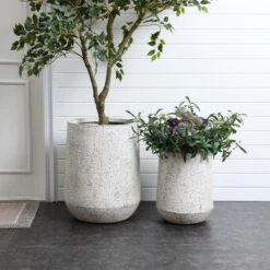 LuxenHome Tapered Concrete-Look Planter – Decorative MgO Pot For Garden Or Home -LuxenHome GUEST 48d0e1e8 dd96 42c1 9fc8 8eb51048c02f