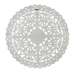 LuxenHome Distressed White Wood Flower Mandala 31.5" Round Wall Decor -LuxenHome GUEST 491cce9a 2474 43fe 8417 da6ca7fd6d60