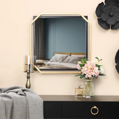 LuxenHome Gold And Black Metal Floating Frame Wall Accent Mirror Vanity Mirror 1 LuxenHome Gold And Black Metal Floating Frame Wall Accent Mirror Vanity Mirror