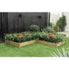 LuxenHome Wood Three Section L-Shaped Raised Garden Bed Brown