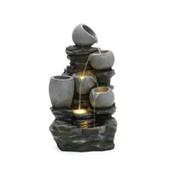 LuxenHome 30" Garden Water Fountain, 4 Tiers Cascading Pots & Rock Cascading Waterfall Fountain Outdoor With LED Lights Gray 15 LuxenHome 30" Garden Water Fountain, 4 Tiers Cascading Pots & Rock Cascading Waterfall Fountain Outdoor With LED Lights Gray -LuxenHome GUEST 49f18d73 0422 4794 a937 0cee5a7ad210
