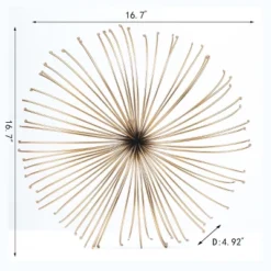 LuxenHome Gold Abstract Flower 16.7" Round Metal Wall Decor -LuxenHome GUEST 4bb5f21e f69d 4e6a afaa 7011f2cf2ee0