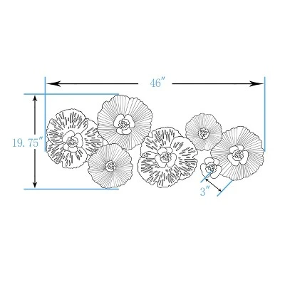 LuxenHome Multi-Color Distressed Flower Metal Wall Decor 6 LuxenHome Multi-Color Distressed Flower Metal Wall Decor - Image 6