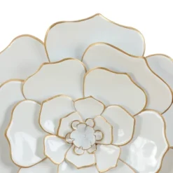 LuxenHome White And Gold Flower Metal Wall Decor -LuxenHome GUEST 4c0457da 47fd 4b35 9210 204b10ebb864