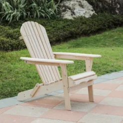 LuxenHome Unfinished Hemlock Wood Outdoor Adirondack Chair -LuxenHome GUEST 4c1d15bc 2e65 4099 9df8 911dabe59940
