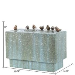 LuxenHome Patina Resin Rectangular Bubbler Outdoor Fountain With LED Lights And Bronze Birds -LuxenHome GUEST 4cbe0096 8fbf 4eb3 8621 34c7c8623b86