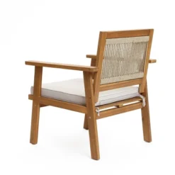LuxenHome Outdoor Acacia Wood Rope Back Armchairs With Cushions, Set Of 2 -LuxenHome GUEST 4cbf2808 915d 4745 a348 a40f52c5ee6d