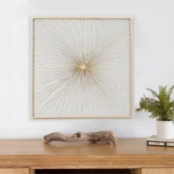 LuxenHome Gold Abstract Flower Square Metal Wall Art