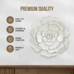 LuxenHome White And Gold Flower Metal Wall Decor -LuxenHome GUEST 50af0dca 7269 45e7 b538 647a76fcd9b9