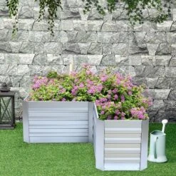LuxenHome L-Shaped Galvanized Metal Raised Garden Bed -LuxenHome GUEST 50dd0552 c999 460c bc87 9e66db93c2b7