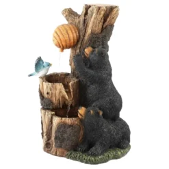 LuxenHome 21.9" H Bear And Honey Beehive Tree Resin Outdoor Fountain With Lights Brown -LuxenHome GUEST 5125bb5c 0c80 4425 8243 67f29aa8111b