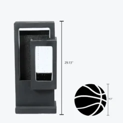 LuxenHome Gray Resin Column Outdoor Fountain With LED Light -LuxenHome GUEST 5209e2b6 ab5b 4709 af90 863b69ebf83a