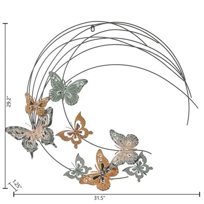 LuxenHome Metal Butterflies Moon Wall Decor, Indoor And Outdoor Decoration Black 6 LuxenHome Metal Butterflies Moon Wall Decor, Indoor And Outdoor Decoration Black - Image 6