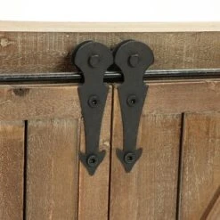 LuxenHome Farmhouse Wood Sliding 2-Door Wall Storage Cabinet -LuxenHome GUEST 52c76ca2 5fd4 4036 a77c 3de6d9cd6ce2