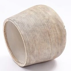 LuxenHome Distressed Tan MgO 15" H Tapered Round Planter Brown -LuxenHome GUEST 52cf7af7 f7ce 4926 877b 9f8f7395a45d