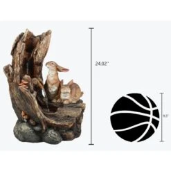 LuxenHome Resin Two Bunnies Tree Stump Outdoor Fountain With LED Lights 15 LuxenHome Resin Two Bunnies Tree Stump Outdoor Fountain With LED Lights -LuxenHome GUEST 52e35c11 68e6 4740 902e e5bae1228260