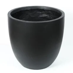 LuxenHome 17.2" Round Tapered Black Planter, Magnesium Oxide Pot For Indoor/Outdoor Use -LuxenHome GUEST 533b09c7 468b 4f8b 8cae f764ccce603c