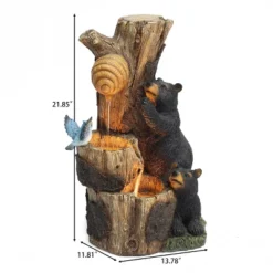LuxenHome 21.9" H Bear And Honey Beehive Tree Resin Outdoor Fountain With Lights Brown -LuxenHome GUEST 534f5d44 09c5 4b30 8baa 1ff555ded8a8