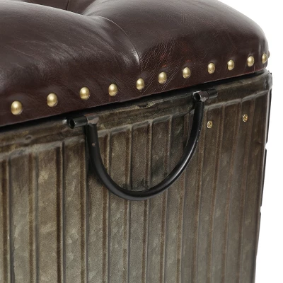 LuxenHome 47.5in. W Metal And Faux Leather Bench. 8 LuxenHome 47.5in. W Metal And Faux Leather Bench. - Image 8