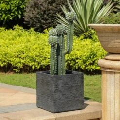 LuxenHome 15.75-Inch Square Gray MgO Planter