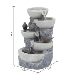 LuxenHome Gray Resin Bowls And Birds Outdoor Fountain -LuxenHome GUEST 53ad8d64 3644 47ac 91d1 28666cb7bc8d