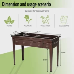 LuxenHome 39.57" W Brown Metal Rectangular Raised Garden Planter -LuxenHome GUEST 542cc6e0 1cbd 44d4 bdcb c52a994bee93