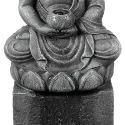 LuxenHome Gray Resin Meditating Buddha On Column Outdoor Fountain With LED Light 10 LuxenHome Gray Resin Meditating Buddha On Column Outdoor Fountain With LED Light -LuxenHome GUEST 54ebead7 a85e 4666 9ab9 06f138eb427f