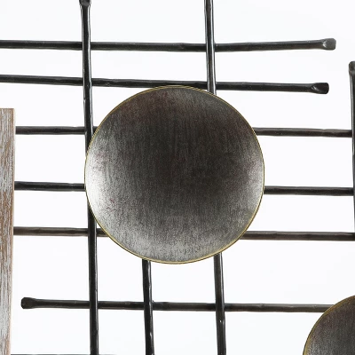 LuxenHome Metal And Wood Geometric Abstract Wall Art 4 LuxenHome Metal And Wood Geometric Abstract Wall Art - Image 4