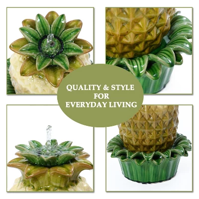 LuxenHome 17" Tabletop Ceramic Water Fountain, Pineapple Indoor And Outdoor Waterfall Fountains For Patio, Garden Decor Yellow 5 LuxenHome 17" Tabletop Ceramic Water Fountain, Pineapple Indoor And Outdoor Waterfall Fountains For Patio, Garden Decor Yellow - Image 5