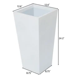 LuxenHome Square Tapered 24.2" Tall Planter White -LuxenHome GUEST 555e90ff 13a9 425f a6be b15b27405fc5