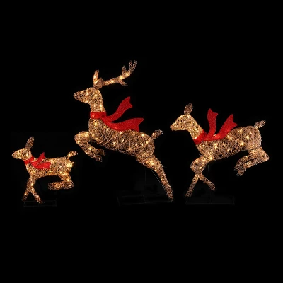 LuxenHome 3-Piece Natural And Plastic Rattan Running Reindeer Holiday Decoration Set With Lights Brown 7 LuxenHome 3-Piece Natural And Plastic Rattan Running Reindeer Holiday Decoration Set With Lights Brown - Image 7