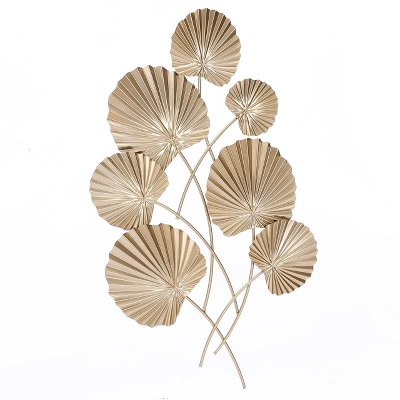 LuxenHome Gold Palm Leaf Metal Ornamental Wall Decor Wall Art 8 LuxenHome Gold Palm Leaf Metal Ornamental Wall Decor Wall Art - Image 8