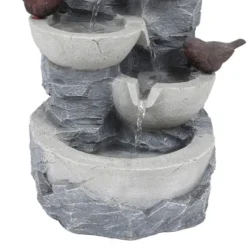LuxenHome Gray Resin Bowls And Birds Outdoor Fountain -LuxenHome GUEST 56f498bf 9078 4f45 bacf fbb972122f59