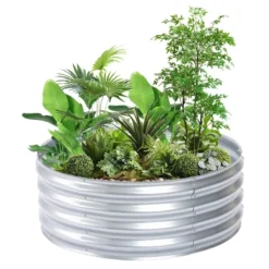 LuxenHome 36in Round Galvanized Steel Raised Garden Bed Planter 9 LuxenHome 36in Round Galvanized Steel Raised Garden Bed Planter -LuxenHome GUEST 5717d629 7cd4 483e aef9 d75a61797598