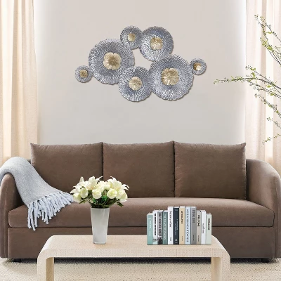 LuxenHome Silver And Gold Flowers Metal Wall Decor 4 LuxenHome Silver And Gold Flowers Metal Wall Decor - Image 4