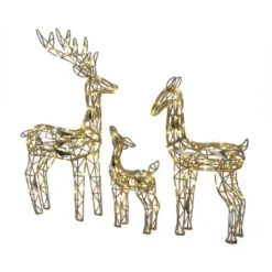 LuxenHome 3-Piece Gold Glitter Deer Family Outdoor Holiday Decoration With Lights Brown -LuxenHome GUEST 588d6ad8 6037 4317 93f9 f9b5845980dc